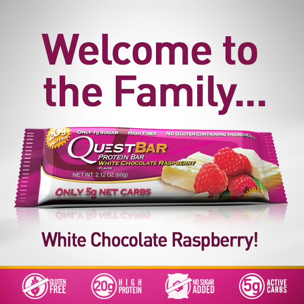 QUEST NUTRITION UNVIELS NEW WHITE CHOCOLATE RASPBERRY QUEST BAR Quest
